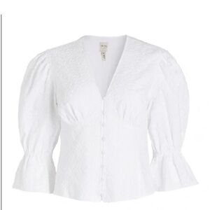 Rebecca Taylor La Vie Leaf Embroidered Cotton Top